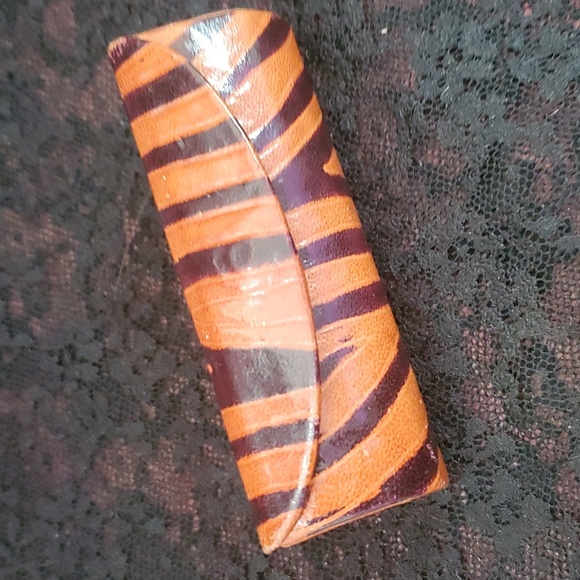 Vintage Leather Lipstick Case Holder Mirror Snap Closure Jl - Picture 1 of 5